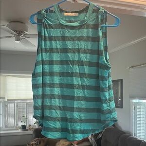 Striped Tie-Shoulder Sleeveless Top - Teal